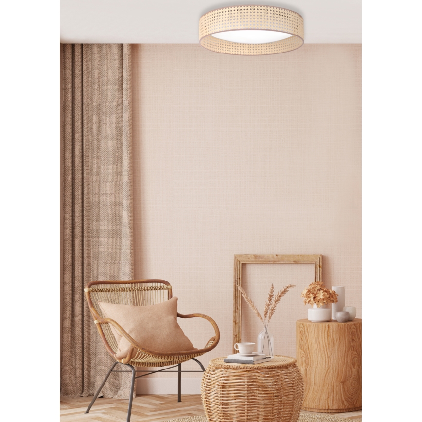 Duolla - LED Plafondlamp ROLLER LED/24W/230V diameter 45 cm rotan