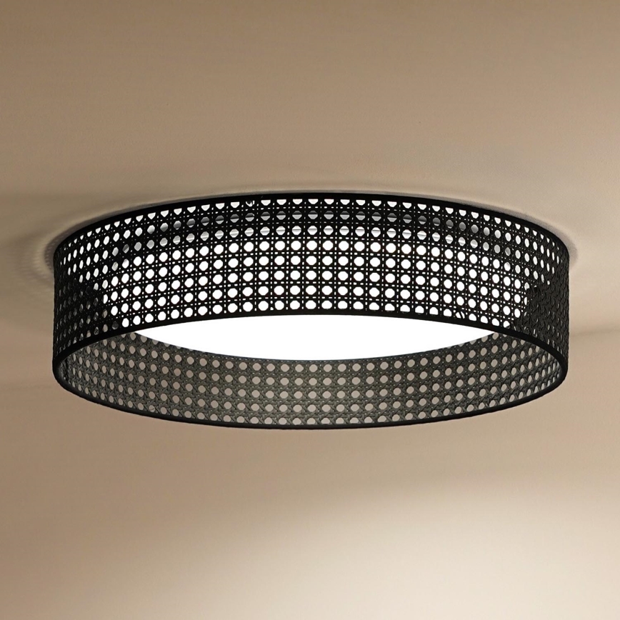 Duolla - LED Plafondlamp ROLLER RATTAN LED/24W/230V diameter 45 cm zwart