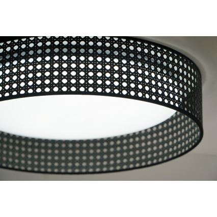 Duolla - LED Plafondlamp ROLLER RATTAN LED/24W/230V diameter 45 cm zwart