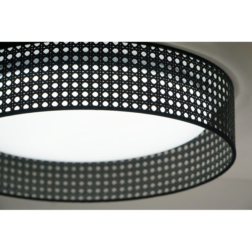 Duolla - LED Plafondlamp ROLLER RATTAN LED/24W/230V diameter 45 cm zwart