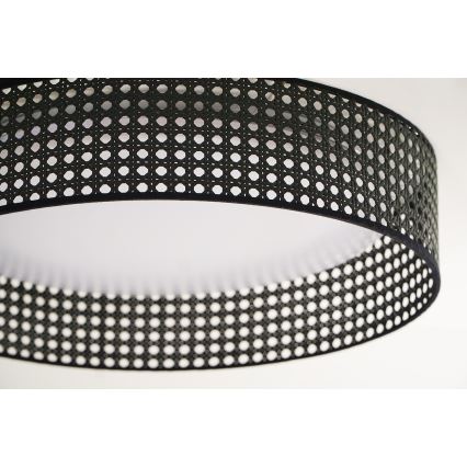 Duolla - LED Plafondlamp ROLLER RATTAN LED/24W/230V diameter 45 cm zwart