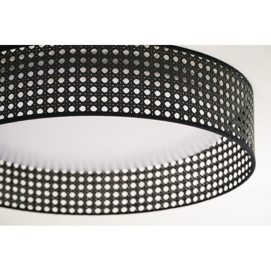Duolla - LED Plafondlamp ROLLER RATTAN LED/24W/230V diameter 45 cm zwart