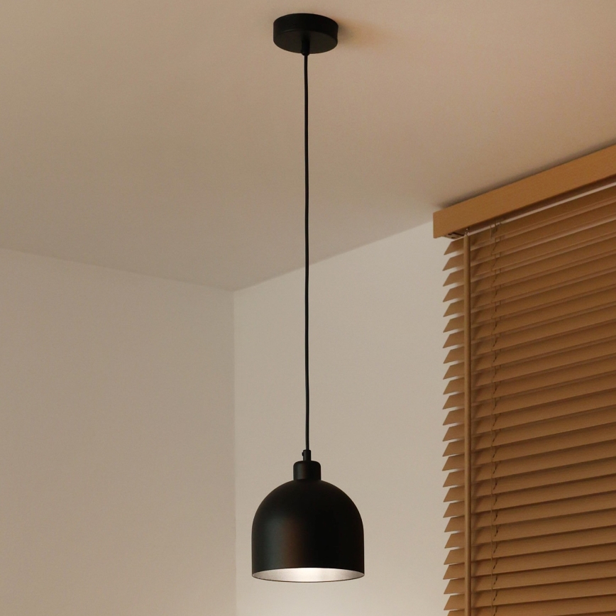 Duolla - Pendellamp aan kabel IRONLINE 1xE27/15W/230V Ø 17 cm zwart
