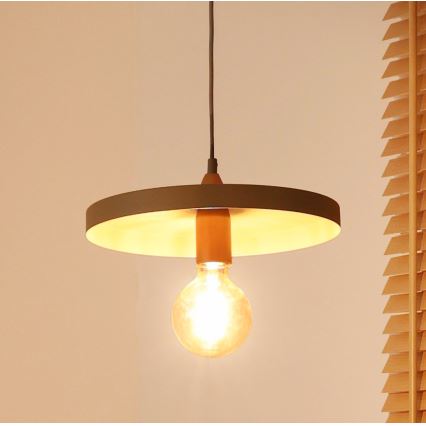 Duolla - Pendellamp aan kabel IRONLINE 1xE27/15W/230V Ø 30 cm beige/koper
