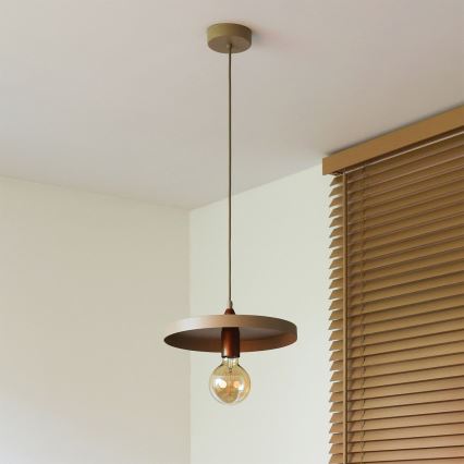 Duolla - Pendellamp aan kabel IRONLINE 1xE27/15W/230V Ø 30 cm beige/koper