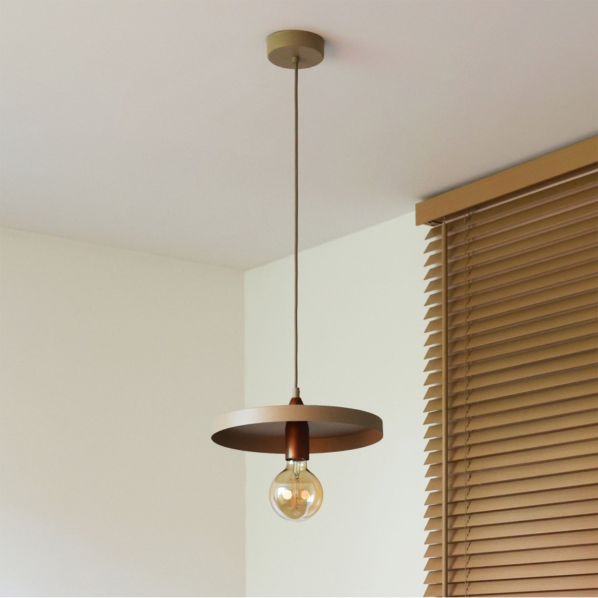 Duolla - Pendellamp aan kabel IRONLINE 1xE27/15W/230V Ø 30 cm beige/koper