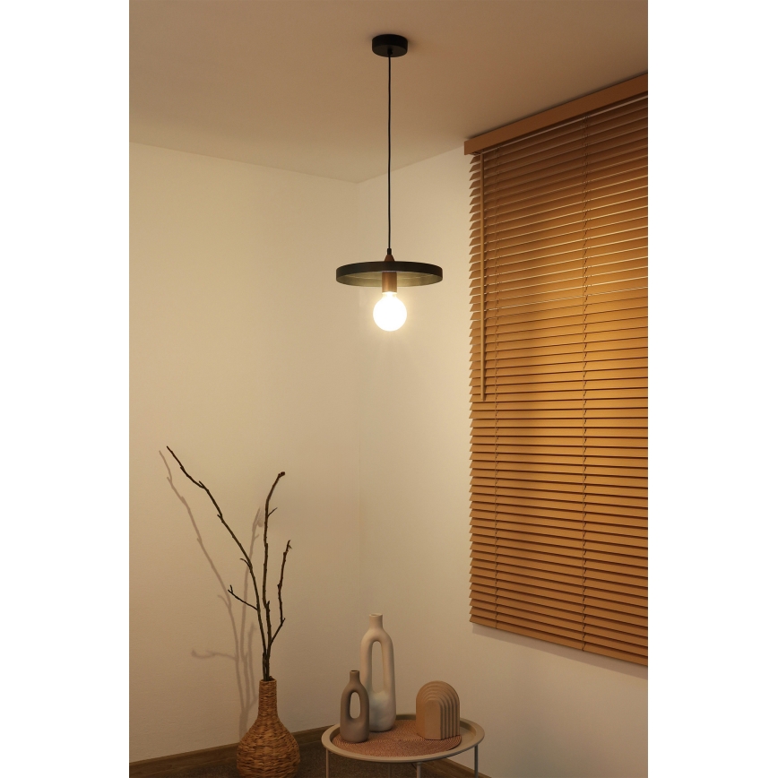 Duolla - Pendellamp met snoer IRONLINE 1xE27/15W/230V Ø 30 cm zwart/koper