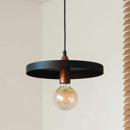 Duolla - Pendellamp met snoer IRONLINE 1xE27/15W/230V Ø 30 cm zwart/koper