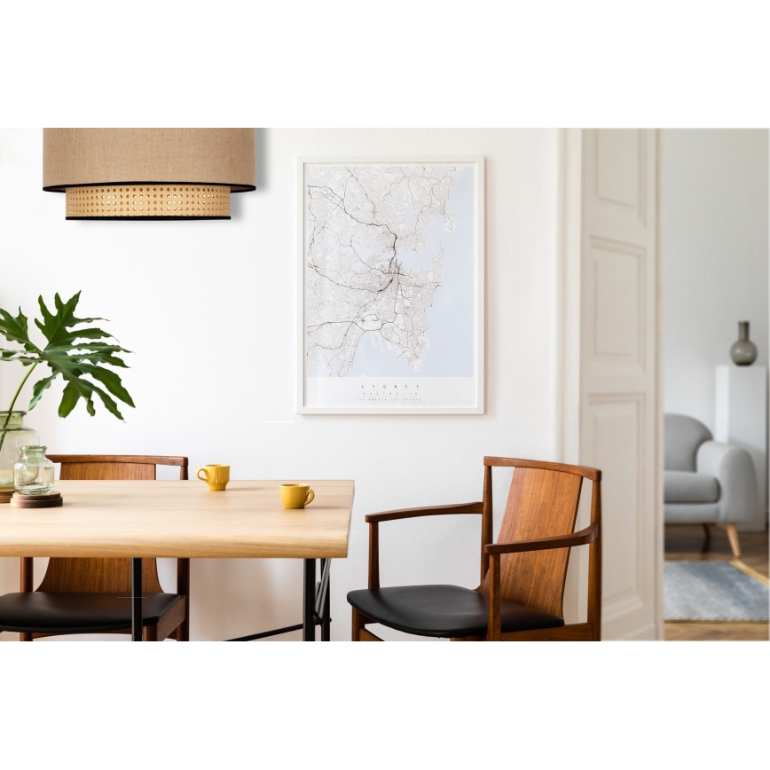 Duolla - Plafondlamp BOHO 1xE27/15W/230V diameter 45 cm beige/rotan