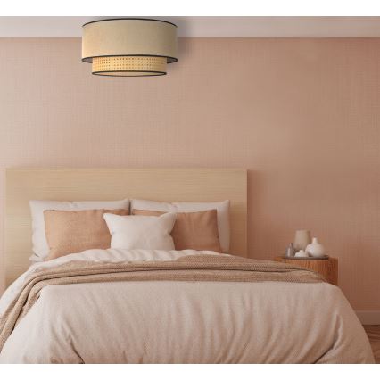 Duolla - Plafondlamp BOHO 1xE27/15W/230V diameter 45 cm beige/rotan