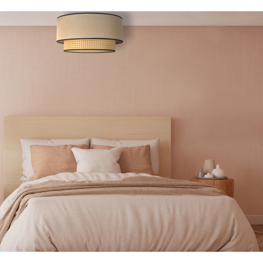 Duolla - Plafondlamp BOHO 1xE27/15W/230V diameter 45 cm beige/rotan