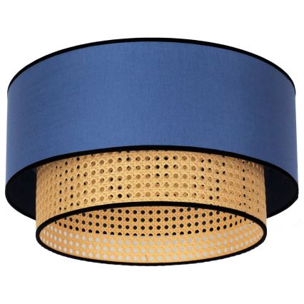 Duolla - Plafondlamp BOHO 1xE27/15W/230V diameter 45 cm blauw/rotan