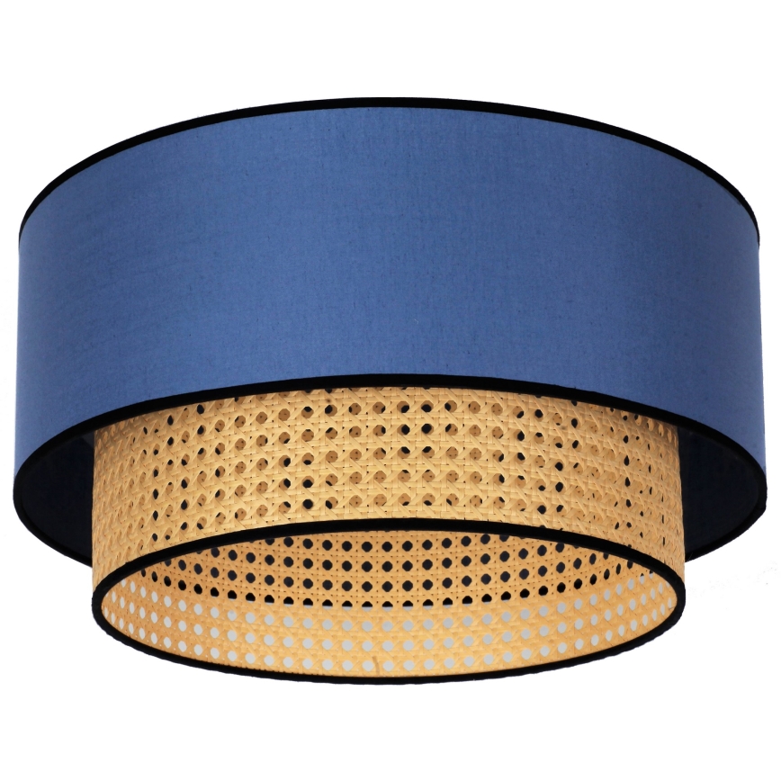 Duolla - Plafondlamp BOHO 1xE27/15W/230V diameter 45 cm blauw/rotan