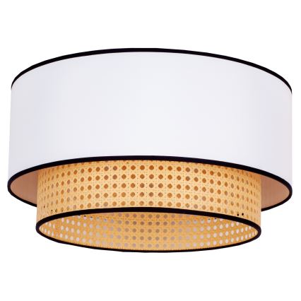 Duolla - Plafondlamp BOHO 1xE27/15W/230V diameter 45 cm wit/rotan