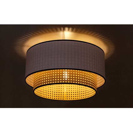 Duolla - Plafondlamp BOHO 1xE27/15W/230V diameter 45 cm wit/rotan