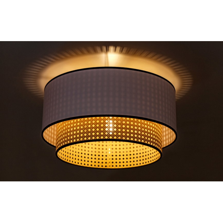 Duolla - Plafondlamp BOHO 1xE27/15W/230V diameter 45 cm wit/rotan