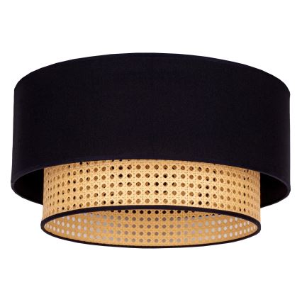Duolla - Plafondlamp BOHO 1xE27/15W/230V diameter 45 cm zwart/rotan