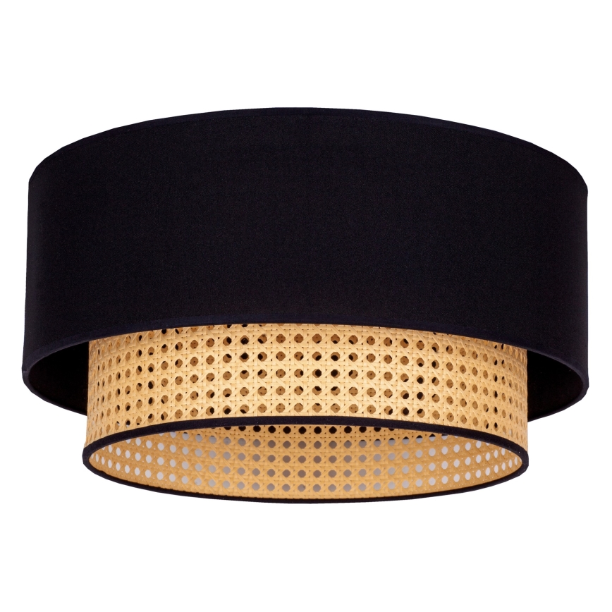 Duolla - Plafondlamp BOHO 1xE27/15W/230V diameter 45 cm zwart/rotan
