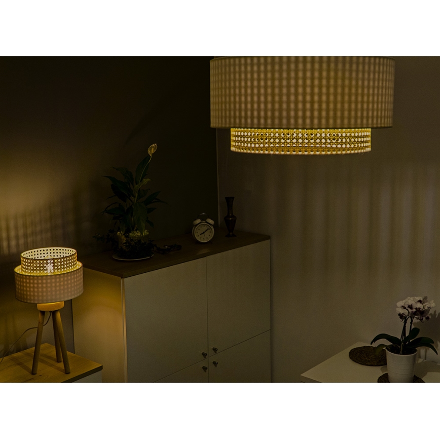 Duolla - Plafondlamp BOHO 1xE27/15W/230V Ø 45 cm creme/rotan