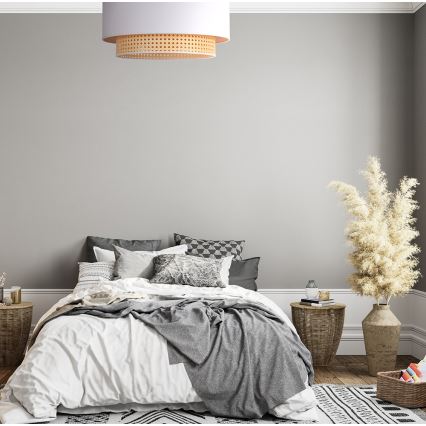 Duolla - Plafondlamp BOHO 3xE27/15W/230V Ø 60 cm crème/rotan