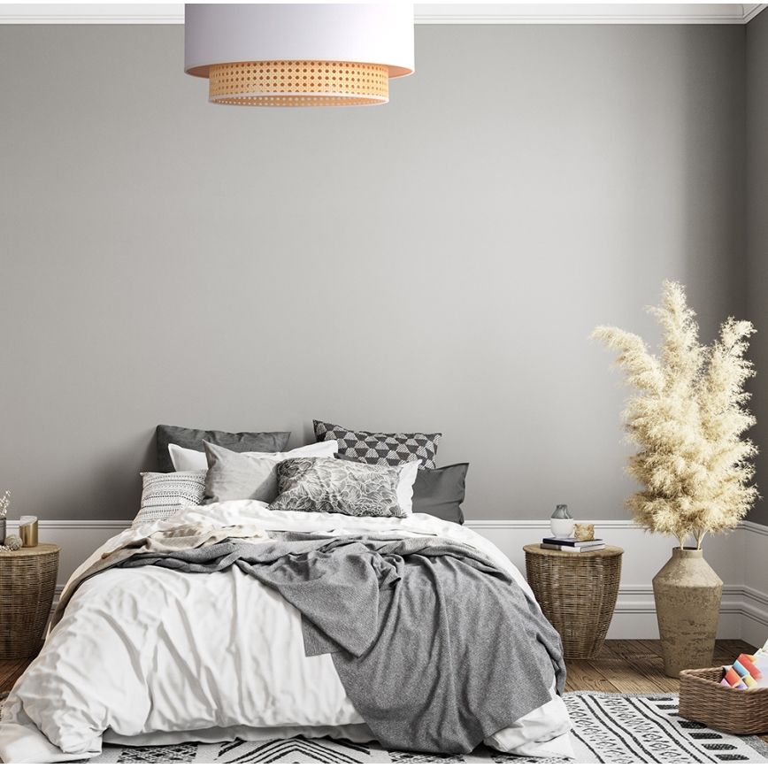 Duolla - Plafondlamp BOHO 3xE27/15W/230V Ø 60 cm crème/rotan