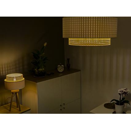 Duolla - Plafondlamp BOHO 3xE27/15W/230V Ø 60 cm crème/rotan