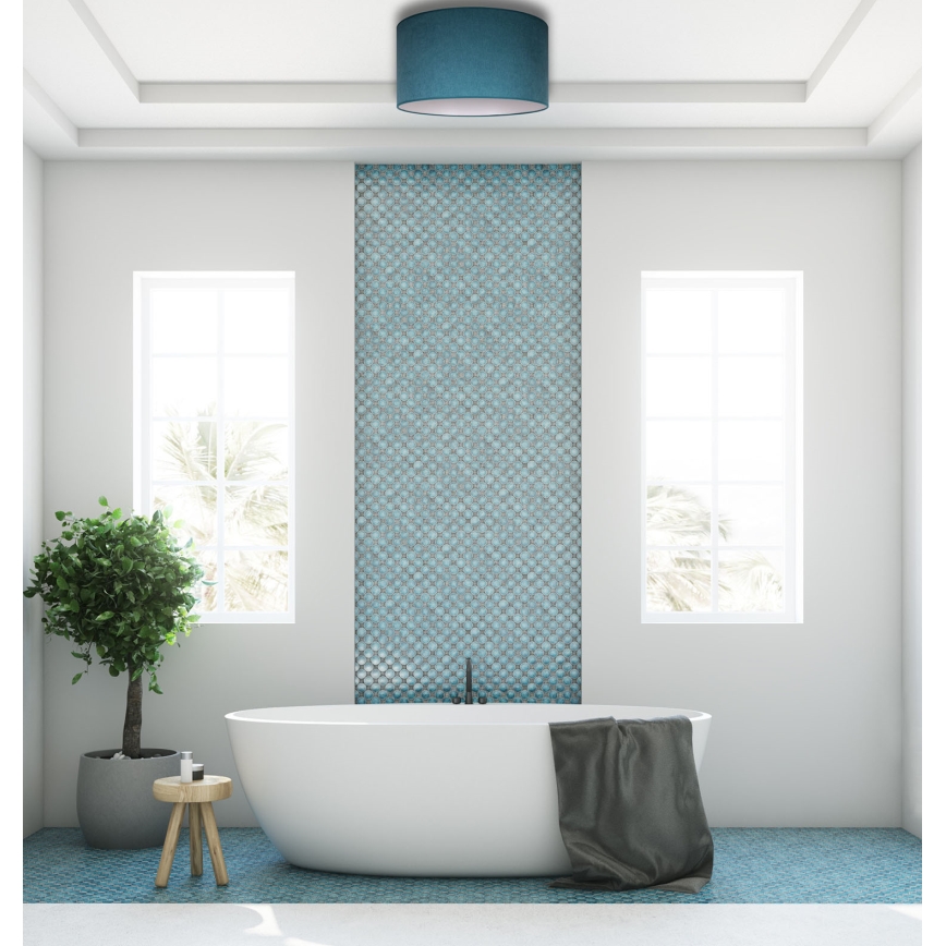 Duolla - Plafondlamp BRISTOL 1xE27/15W/230V Ø 45 cm turquoise/wit
