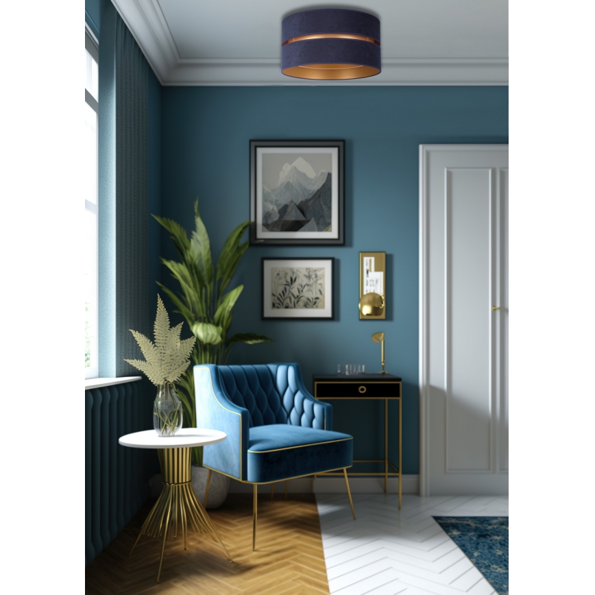 Duolla - Plafondlamp DUO 1xE27/15W/230V diameter 40 cm blauw/goud