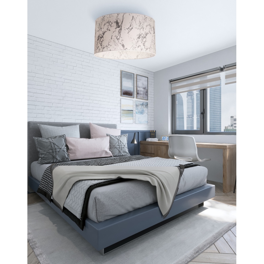 Duolla - Plafondlamp MARBLE 1xE27/40W/230V diameter 45 cm wit/grijs