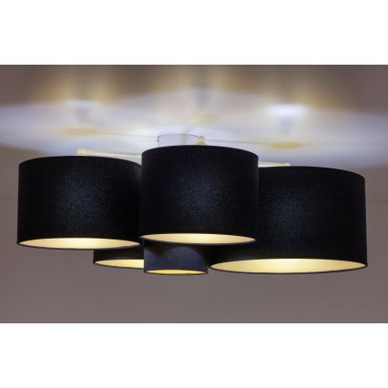 Duolla - Plafondlamp ROLLER PENTO 5xE27/60W/230V zwart/goud