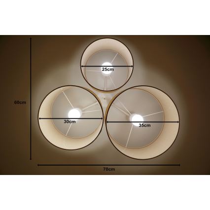 Duolla - Plafondlamp ROLLER TRIO 3xE27/60W/230V beige