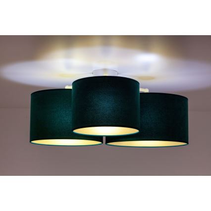 Duolla - Plafondlamp ROLLER TRIO 3xE27/60W/230V groen/goud