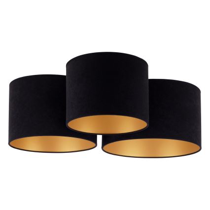 Duolla - Plafondlamp ROLLER TRIO 3xE27/60W/230V zwart/goud