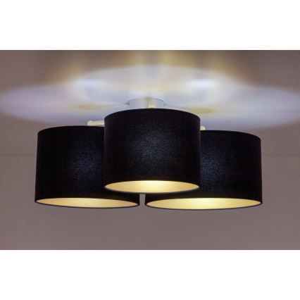 Duolla - Plafondlamp ROLLER TRIO 3xE27/60W/230V zwart/goud