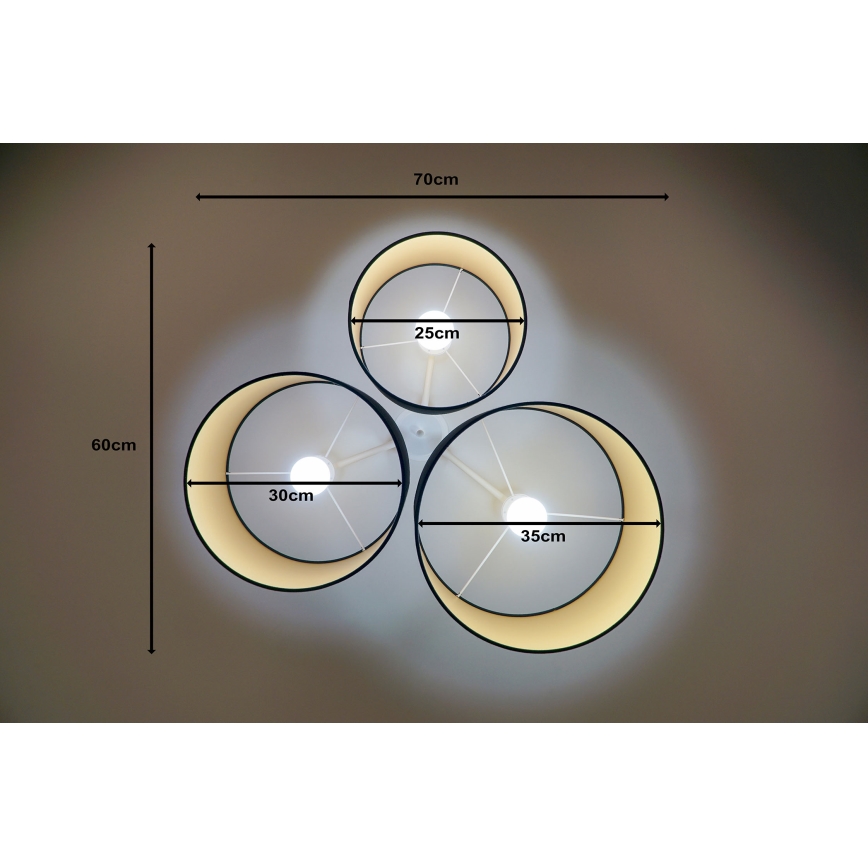 Duolla - Plafondlamp ROLLER TRIO 3xE27/60W/230V zwart/goud