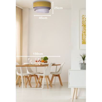 Duolla - Plafondlamp TRIO 1xE27/15W/230V diameter 45 cm geel/grijs/wit