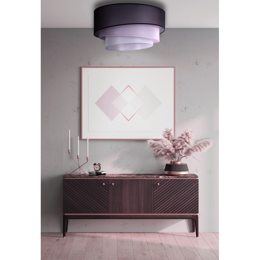 Duolla - Plafondlamp TRIO 1xE27/15W/230V diameter 45 cm zwart/roze/zilver