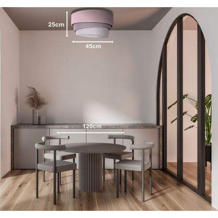 Duolla - Plafondlamp TRIO 1xE27/15W/230V Ø 45 cm roze/grijs/wit