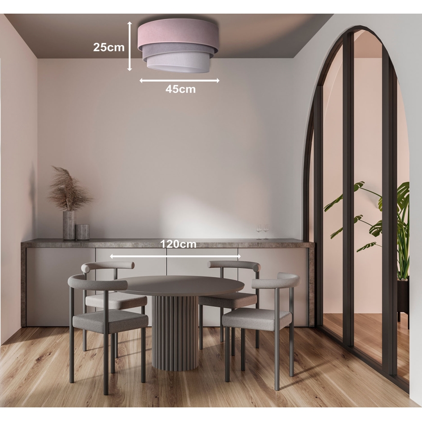 Duolla - Plafondlamp TRIO 1xE27/15W/230V Ø 45 cm roze/grijs/wit