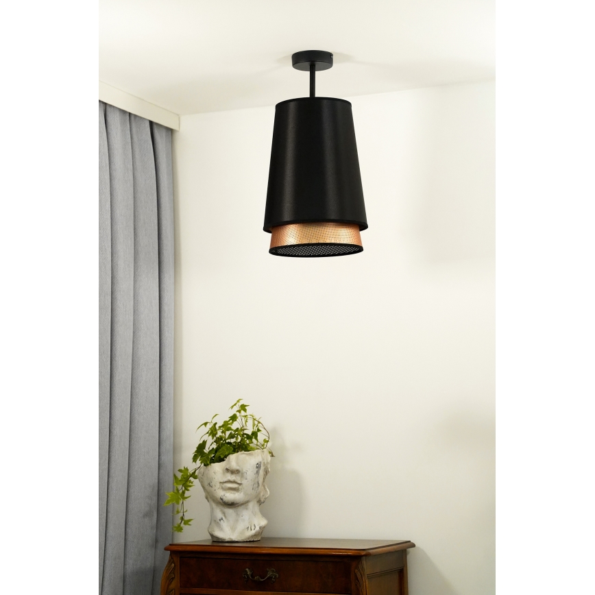 Duolla - Plafonnier BELL SHINY 1xE27/15W/230V d. 25 cm noir/cuivre