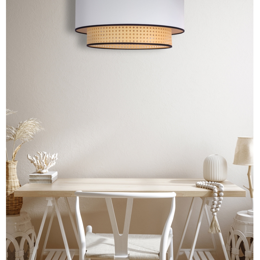 Duolla - Plafonnier BOHO 1xE27/15W/230V d. 45 cm blanc/rotin