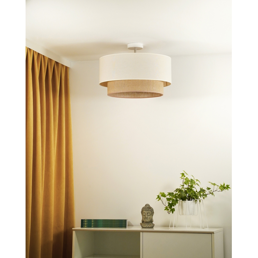 Duolla - Plafonnier BOHO 1xE27/15W/230V d. 45 cm crème/marron