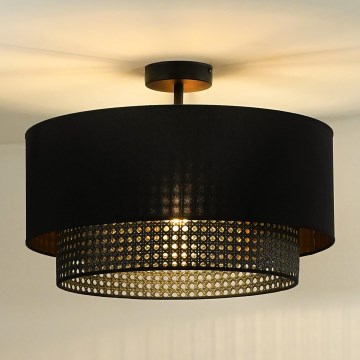 Duolla - Plafonnier BOHO RATTAN 1xE27/15W/230V d. 45 cm noir
