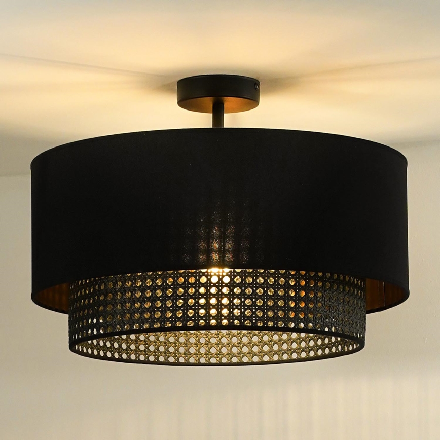 Duolla - Plafonnier BOHO RATTAN 1xE27/15W/230V d. 45 cm noir