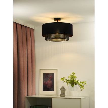 Duolla - Plafonnier BOHO RATTAN 1xE27/15W/230V d. 45 cm noir