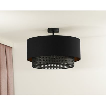 Duolla - Plafonnier BOHO RATTAN 1xE27/15W/230V d. 45 cm noir