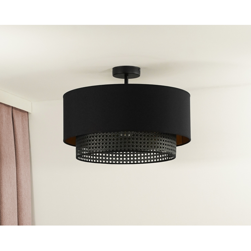 Duolla - Plafonnier BOHO RATTAN 1xE27/15W/230V d. 45 cm noir