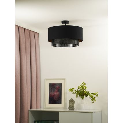 Duolla - Plafonnier BOHO RATTAN 1xE27/15W/230V d. 45 cm noir