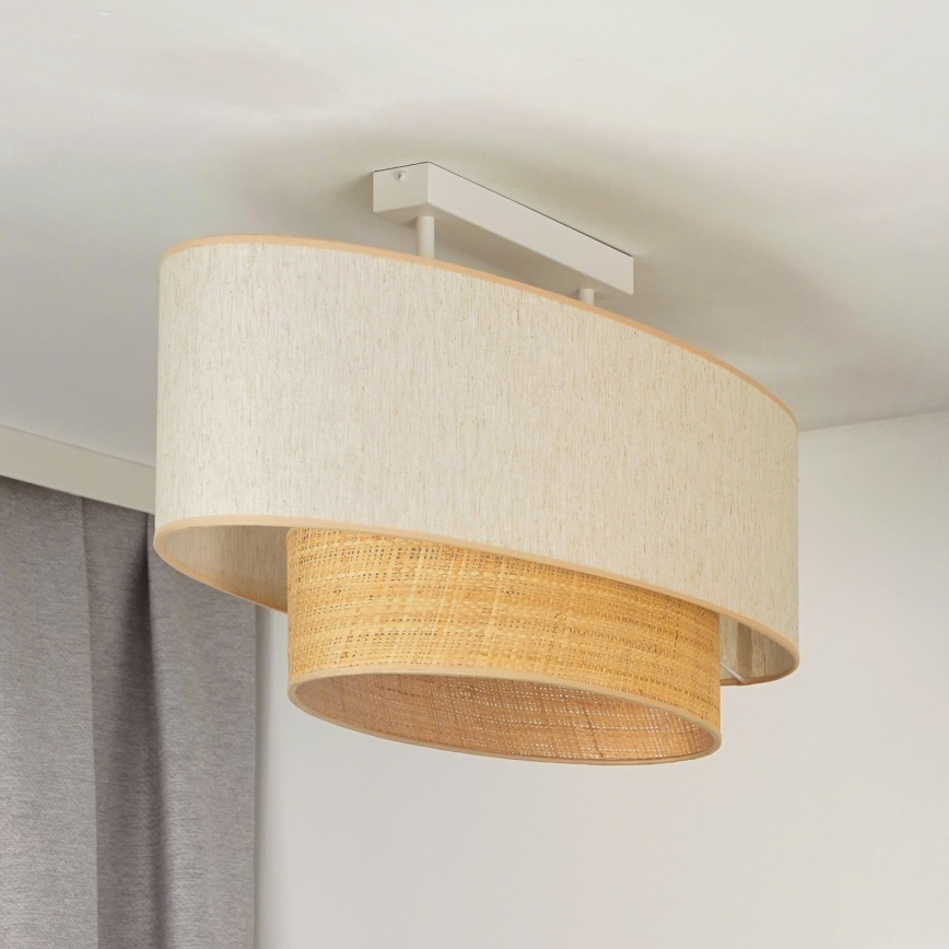 Duolla - Plafonnier DOUBLE OVAL NATURE 2xE27/15W/230V crème/beige