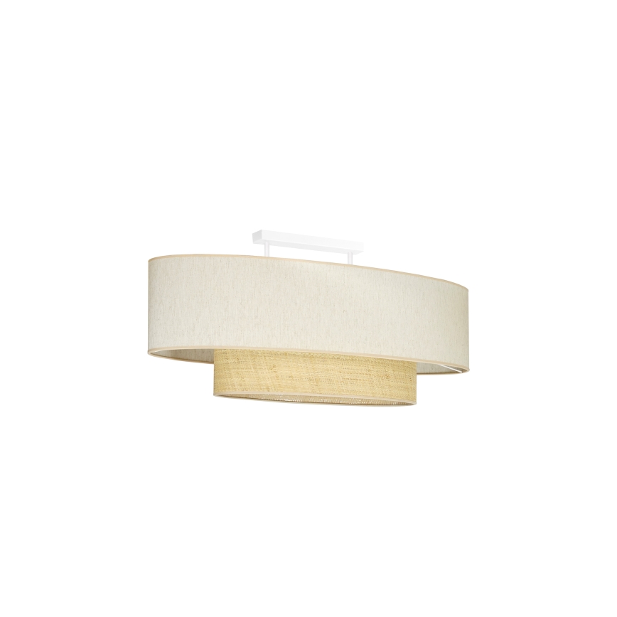 Duolla - Plafonnier DOUBLE OVAL NATURE 2xE27/15W/230V crème/beige